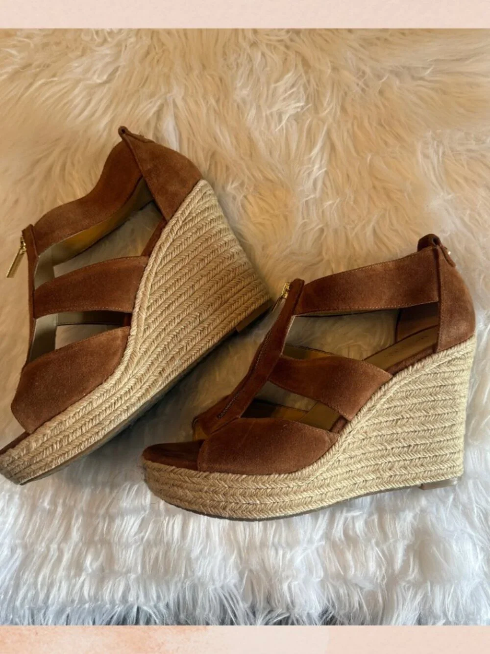 Michael Kors Brown Suede Cage Wedge Espadrille